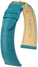 Cinturino in pelle Hirsch London 04307183-7, blu, pelle di alligatore, Quick Release