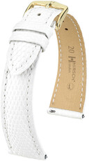Cinturino in pelle Hirsch London L 04366000-7, bianco, pelle di lucertola, lunghezza L, sgancio rapido