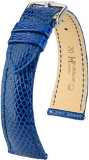 Cinturino in pelle Hirsch London L 04366085-2, blu, pelle di lucertola, lunghezza L, sgancio rapido
