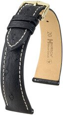 Cinturino in pelle Hirsch Massai Ostrich L 04362051-7, nero, pelle di struzzo, lunghezza L, Quick Release
