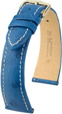 Cinturino in pelle Hirsch Massai Ostrich L 04362084-7, blu, pelle di struzzo, lunghezza L, Quick Release