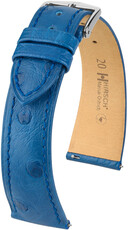 Cinturino in pelle Hirsch Massai Ostrich L 04362085-2, blu, pelle di struzzo, lunghezza L, Quick Release
