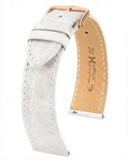 Cinturino in pelle Hirsch Genuine Croco L 01808000-7, bianco, pelle di coccodrillo, lunghezza L, Quick Release