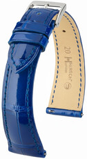 Cinturino in pelle Hirsch London L 04307082-2, blu, pelle di alligatore, lunghezza L, Quick Release