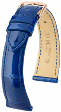 Cinturino in pelle Hirsch London L 04307082-7, blu, pelle di alligatore, lunghezza L, Quick Release