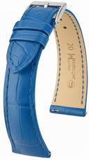 Cinturino in pelle Hirsch London L 04307085-2, blu, pelle di alligatore, lunghezza L, Quick Release
