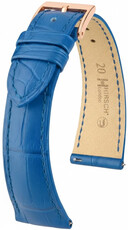 Cinturino in pelle Hirsch London L 04307085-7, blu, pelle di alligatore, lunghezza L, Quick Release