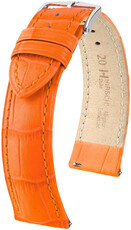 Cinturino in pelle Hirsch Duke L 01028076-2, arancione, vitello, lunghezza L, Quick Release