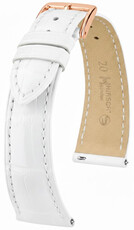 Cinturino in pelle Hirsch London 04207100-7, bianco, pelle di alligatore, Quick Release