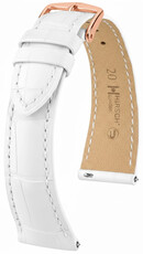 Cinturino in pelle Hirsch London 04207109-7, bianco, pelle di alligatore, Quick Release