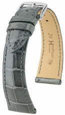 Cinturino in pelle Hirsch London 04207130-2, grigio, pelle di alligatore, Quick Release