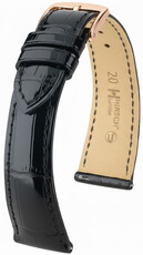 Cinturino in pelle Hirsch London 04207150-7, nero, pelle di alligatore, Quick Release