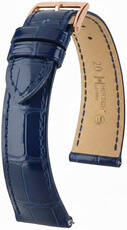 Cinturino in pelle Hirsch London 04207180-7, blu, pelle di alligatore, Quick Release