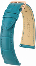 Cinturino in pelle Hirsch London 04207183-7, blu, pelle di alligatore, Quick Release