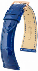Cinturino in pelle Hirsch London L 04207082-7, blu, pelle di alligatore, lunghezza L, Quick Release