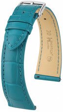 Cinturino in pelle Hirsch London L 04207083-2, blu, pelle di alligatore, lunghezza L, Quick Release