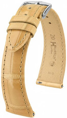 Cinturino in pelle Hirsch London L 04207090-2, beige, pelle di alligatore, lunghezza L, Quick Release