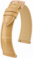 Cinturino in pelle Hirsch London L 04207090-7, beige, pelle di alligatore, lunghezza L, Quick Release