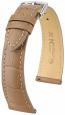 Cinturino in pelle Hirsch London L 04207099-2, beige, pelle di alligatore, lunghezza L, Quick Release