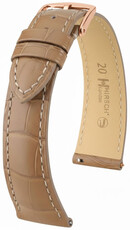 Cinturino in pelle Hirsch London L 04207099-7, beige, pelle di alligatore, lunghezza L, Quick Release