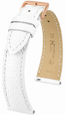 Cinturino in pelle Hirsch London L 04266000-7, bianco, pelle di lucertola, lunghezza L, Quick Release