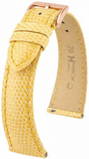 Cinturino in pelle Hirsch London L 04266073-7, giallo, pelle di lucertola, lunghezza L, Quick Release