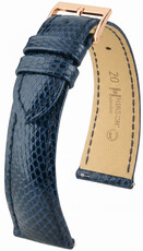 Cinturino in pelle Hirsch London L 04266080-7, blu, pelle di lucertola, lunghezza L, Quick Release