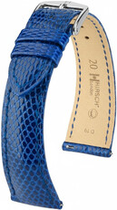 Cinturino in pelle Hirsch London L 04266085-2, blu, pelle di lucertola, lunghezza L, Quick Release