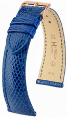 Cinturino in pelle Hirsch London L 04266085-7, blu, pelle di lucertola, lunghezza L, Quick Release