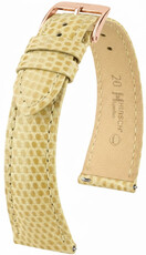 Cinturino in pelle Hirsch London L 04266090-7, beige, pelle di lucertola, lunghezza L, Quick Release