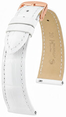 Cinturino in pelle Hirsch London L 04307000-7, bianco, pelle di alligatore, lunghezza L, sgancio rapido