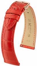 Cinturino in pelle Hirsch London L 04307029-7, rosso, pelle di alligatore, lunghezza L, Quick Release