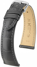 Cinturino in pelle Hirsch London L 04307039-2, grigio, pelle di alligatore, lunghezza L, Quick Release
