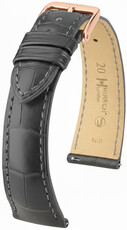 Cinturino in pelle Hirsch London L 04307039-7, grigio, pelle di alligatore, lunghezza L, Quick Release