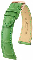 Cinturino in pelle Hirsch London L 04307042-7, verde, pelle di alligatore, lunghezza L, Quick Release