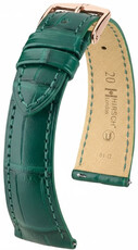 Cinturino in pelle Hirsch London L 04307049-7, verde, pelle di alligatore, lunghezza L, Quick Release