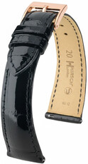 Cinturino in pelle Hirsch London L 04307050-7, nero, pelle di alligatore, lunghezza L, Quick Release