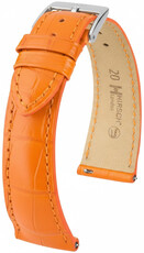 Cinturino in pelle Hirsch London L 04307076-2, arancione, pelle di alligatore, lunghezza L, Quick Release