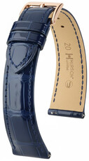 Cinturino in pelle Hirsch London L 04307080-7, blu, pelle di alligatore, lunghezza L, Quick Release