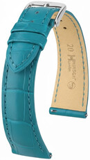 Cinturino in pelle Hirsch London L 04307083-2, blu, pelle di alligatore, lunghezza L, Quick Release