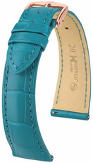 Cinturino in pelle Hirsch London L 04307083-7, blu, pelle di alligatore, lunghezza L, Quick Release