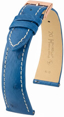 Cinturino in pelle Hirsch Massai Ostrich 04262184-7, blu, pelle di struzzo, Quick Release