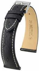 Cinturino in pelle Hirsch Massai Ostrich L 04262051-2, nero, pelle di struzzo, lunghezza L, Quick Release