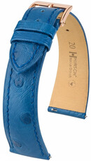 Cinturino in pelle Hirsch Massai Ostrich L 04262085-7, blu, pelle di struzzo, lunghezza L, sgancio rapido