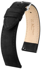 Cinturino in pelle Hirsch Osiris Nubuk 03433150-2, nero, vitello, lunghezza M, Quick Release