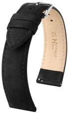 Cinturino in pelle Hirsch Osiris Nubuk L 03433050-2, nero, vitello, lunghezza L, Quick Release