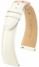 Cinturino in pelle Hirsch Regent L 04107009-7, bianco, pelle di alligatore, lunghezza L, Quick Release