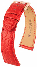 Cinturino in pelle Hirsch Regent L 04107029-7, rosso, pelle di alligatore, lunghezza L, Quick Release