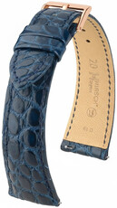 Cinturino in pelle Hirsch Regent L 04107089-7, blu, pelle di alligatore, lunghezza L, Quick Release