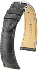 Cinturino in pelle Hirsch London L 04207039-2, grigio, pelle di alligatore, lunghezza L, Quick Release
